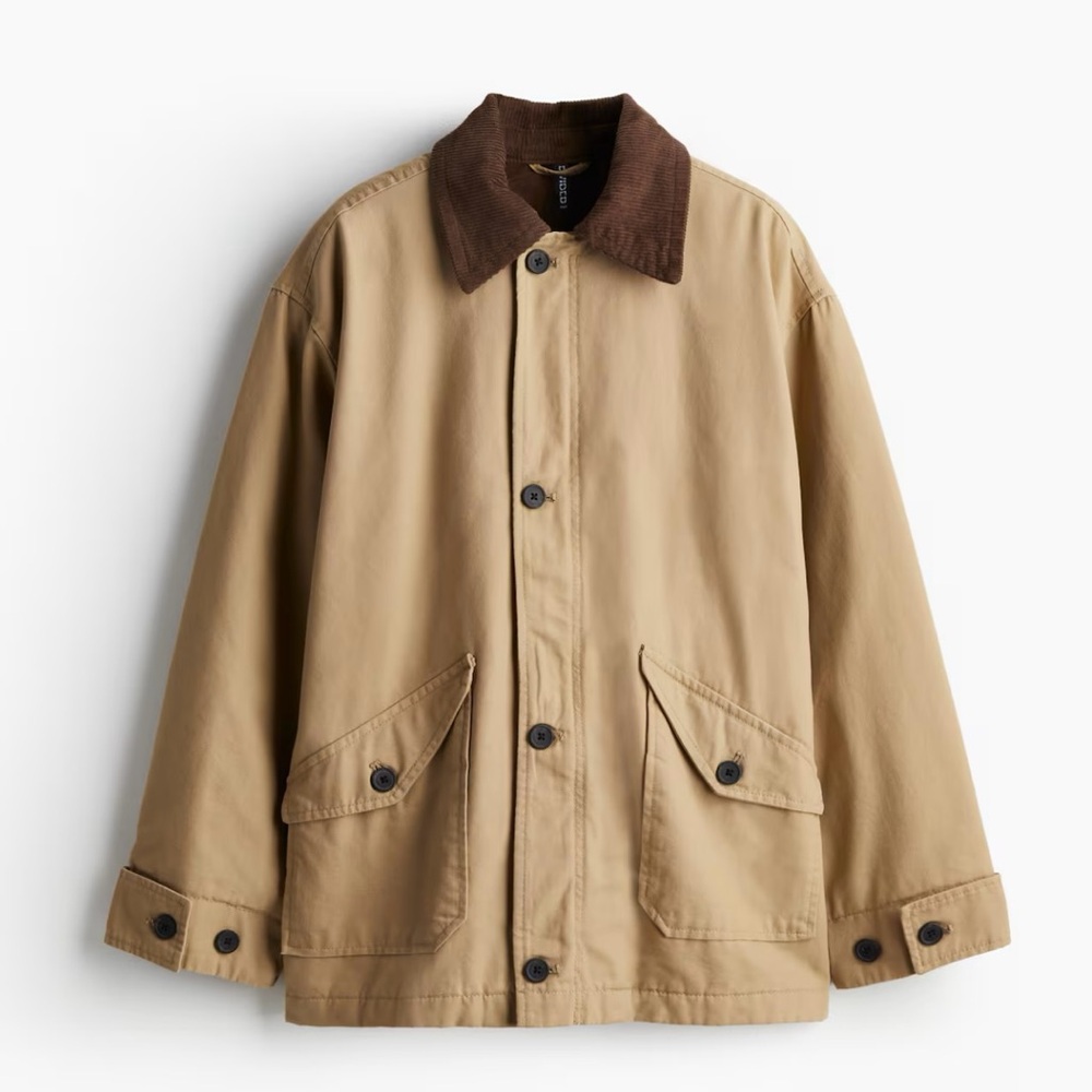 H&M Tan barn Jacket with Brown Collar